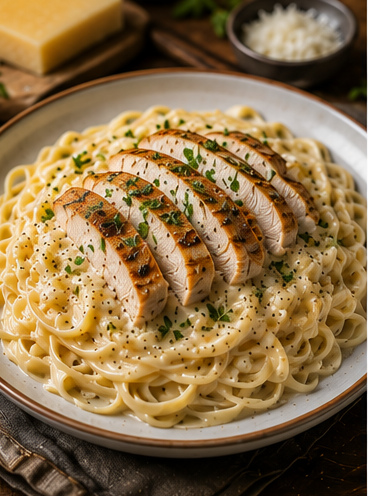 Fettuccine Alfredo com Frango