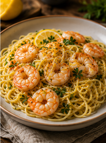 Linguine ao Limão com Camarão