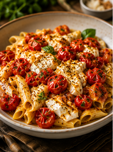 Macarrão Tomate-Cereja e Brie